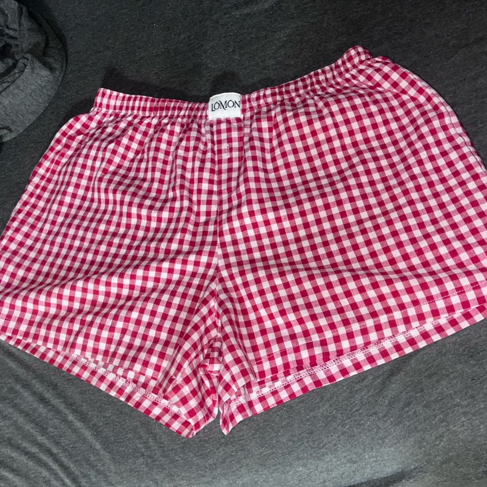 Red and White Checkered Women's Shorts